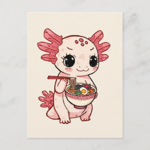 Trendy Cute Axolotl die ramen eet Japans Briefkaart