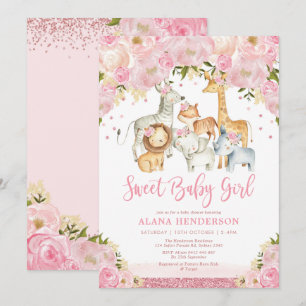 Trendy Cute Baby Girl Safari Oerwoud Animals Showe Kaart