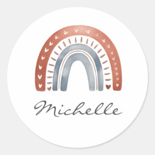 Trendy Cute Boho Waterverf Regenboog Persoonlijk Ronde Sticker