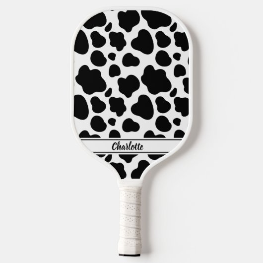 Trendy Cute Fun Zwart & Wit Koeienpatroon Custom Pickleball Paddle (Achterkant)