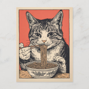 Trendy Cute Kat eet ramen Japans Briefkaart