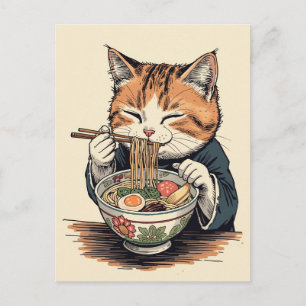 Trendy Cute Kat eet ramen Japans Briefkaart
