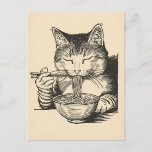 Trendy Cute Kat eet ramen Japans Briefkaart