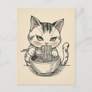 Trendy Cute Kat eet ramen Japans Briefkaart