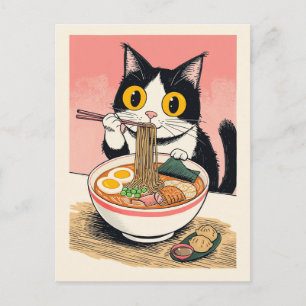 Trendy Cute Kat eet ramen Japans Briefkaart