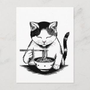 Trendy Cute Kat eet ramen Japans Briefkaart