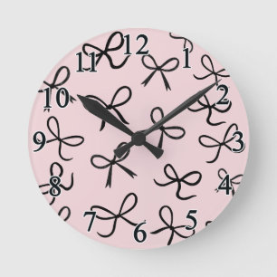 Trendy Cute Kleine Zwarte Strikken Roze Ronde Klok