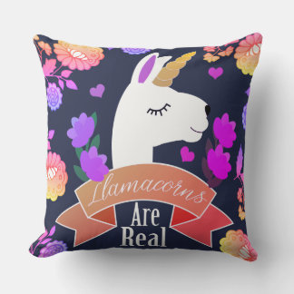 Trendy Cute Llamacorns zijn Real Floral Kussen