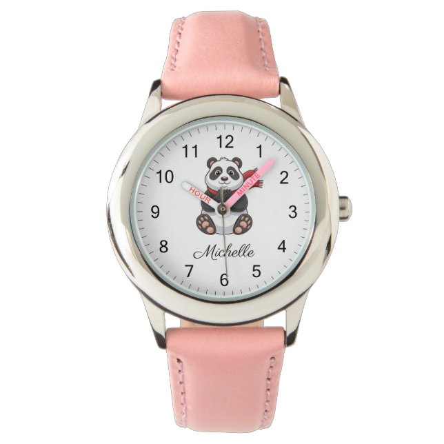 Trendy Cute Panda Bear Personalized  Horloge (Voorkant)