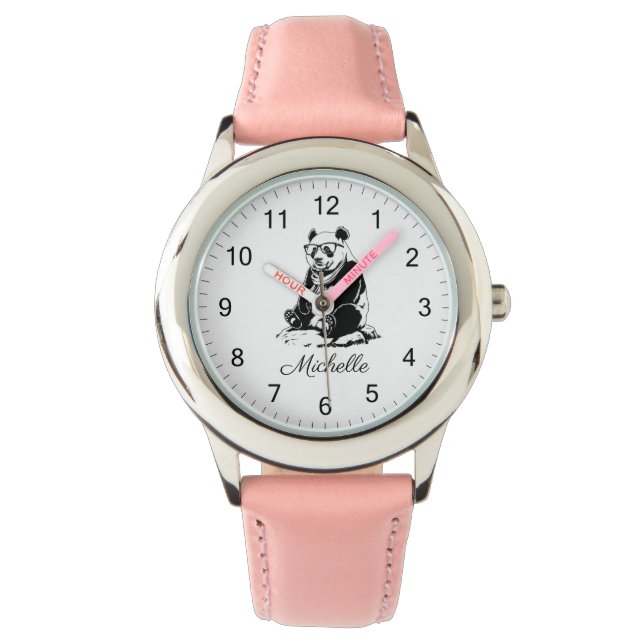Trendy Cute Panda Bear Personalized  Horloge (Voorkant)
