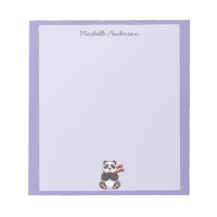 Trendy Cute Panda Beer Persoonlijke Paarse Notitieblok
