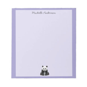 Trendy Cute Panda Beer Persoonlijke Paarse Notitieblok