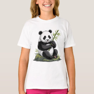 Trendy Cute Pandabeer Met Groene Bamboe T-shirt
