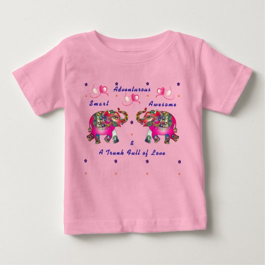 Trendy Cute Peuter Kunstzinnige Olifant Baby T-Shi (Voorkant)