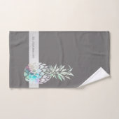 Trendy Cute Pineapple, Stripe-Personalized Bad Handdoek (Handdoek)