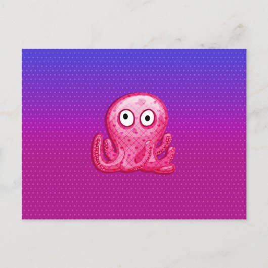 Trendy Cute Pink en Paarse Octopus Briefkaart (Voorkant)