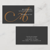 Trendy Cute Plain Monogram Attorney Carte de visit (Devant / Derrière)