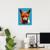 Trendy Cute Red Fox Head Poster (Thuiskantoor)