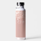 Trendy Cute Roos Gold Custom Name Waterfles (Rechts)