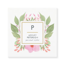 Trendy Cute Waterverf Pink Flowers Monogram