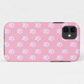 Trendy cute witte poten op roze Case-Mate iPhone case (Achterkant (horizontaal))
