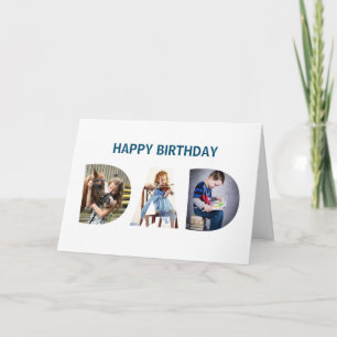 Trendy DAD Transparant Letters 3 Foto's Birthday Kaart