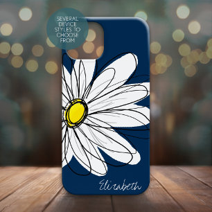 Trendy Daisy Floral Illustration Custom name Case-Mate iPhone 14 Hoesje