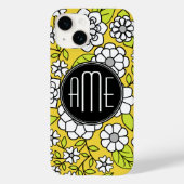 Trendy Daisy Floral Illustration - grijs en geel Case-Mate iPhone Case (Achterkant)