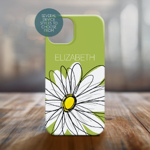 Trendy Daisy Floral Illustration - limoen en geel