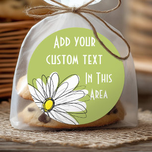 Trendy Daisy Floral Illustration - limoen en geel Ronde Sticker