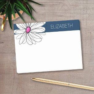 Trendy Daisy Floral Illustration - marine and roze Post-it® Notes