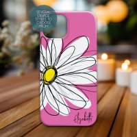 Trendy Daisy Floral Illustration - roze geel