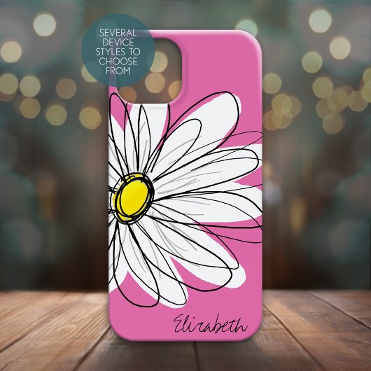 Trendy Daisy Floral Illustration - roze geel Case-Mate iPhone Case