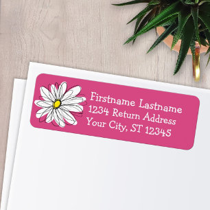 Trendy Daisy gray and yellow Return Address Etiket