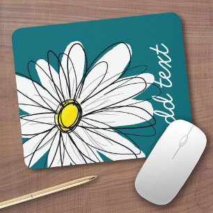 Trendy Daisy met blauw en geel Muismat
