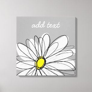 Trendy Daisy met grijs en geel Canvas Afdruk