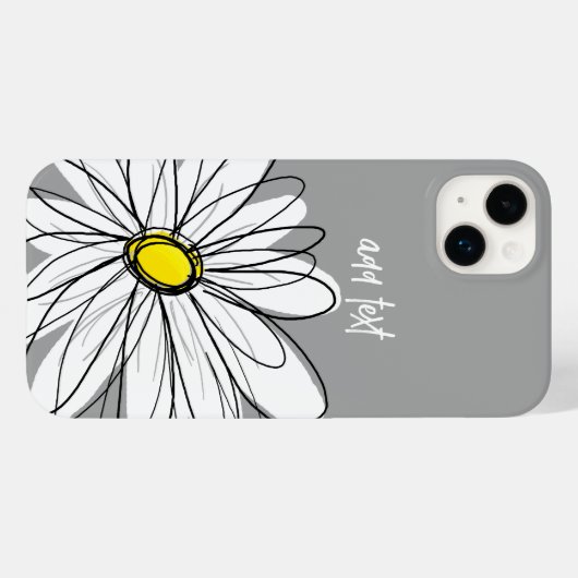 Trendy Daisy met grijs en geel Case-Mate iPhone Case (Achterkant (horizontaal))