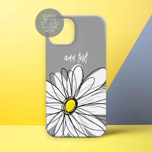 Trendy Daisy met grijs en geel Case-Mate iPhone Case