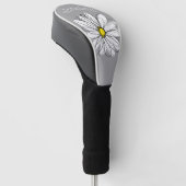 Trendy Daisy met grijs en geel Golfheadcover (Schuin)