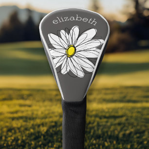 Trendy Daisy met grijs en geel Golfheadcover