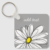 Trendy Daisy met grijs en geel Sleutelhanger (Voorkant)