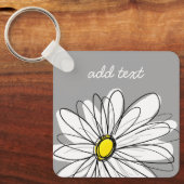 Trendy Daisy met grijs en geel Sleutelhanger (Voorkant)