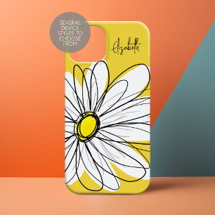 Trendy Daisy met Handtekening - geel iPhone 16 Hoesje