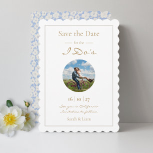 Trendy Daisy Pattern Blue Floral Save the Date Feestdagenkaart