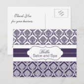 trendy damask paarse business Dankuwel Kaarten (Voorkant / Achterkant)