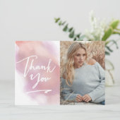 Trendy dank u het Roze van de Kaart van de Foto (Staand voorkant)
