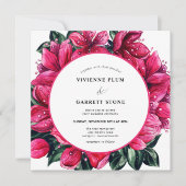 Trendy Deep Pink Floral Wedding Invitation Kaart (Voorkant)