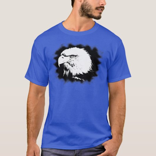 Trendy Deep Royal Blue Modern Elegant Eagle Head T-shirt (Voorkant)