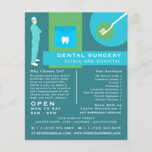 Trendy Dentist Design, Dentistry, Dentist Advert Flyer (Voorkant)