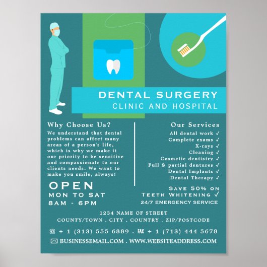 Trendy Dentist Design, Dentistry, Dentist Advert Poster (Voorkant)